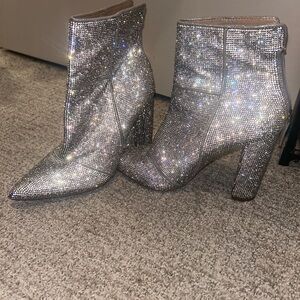Steve Madden Sparkling Silver Heeled Boots